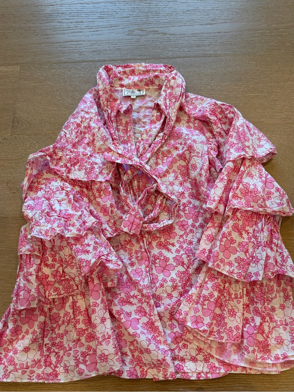 Millie Pink Floral Ruffle Blouse